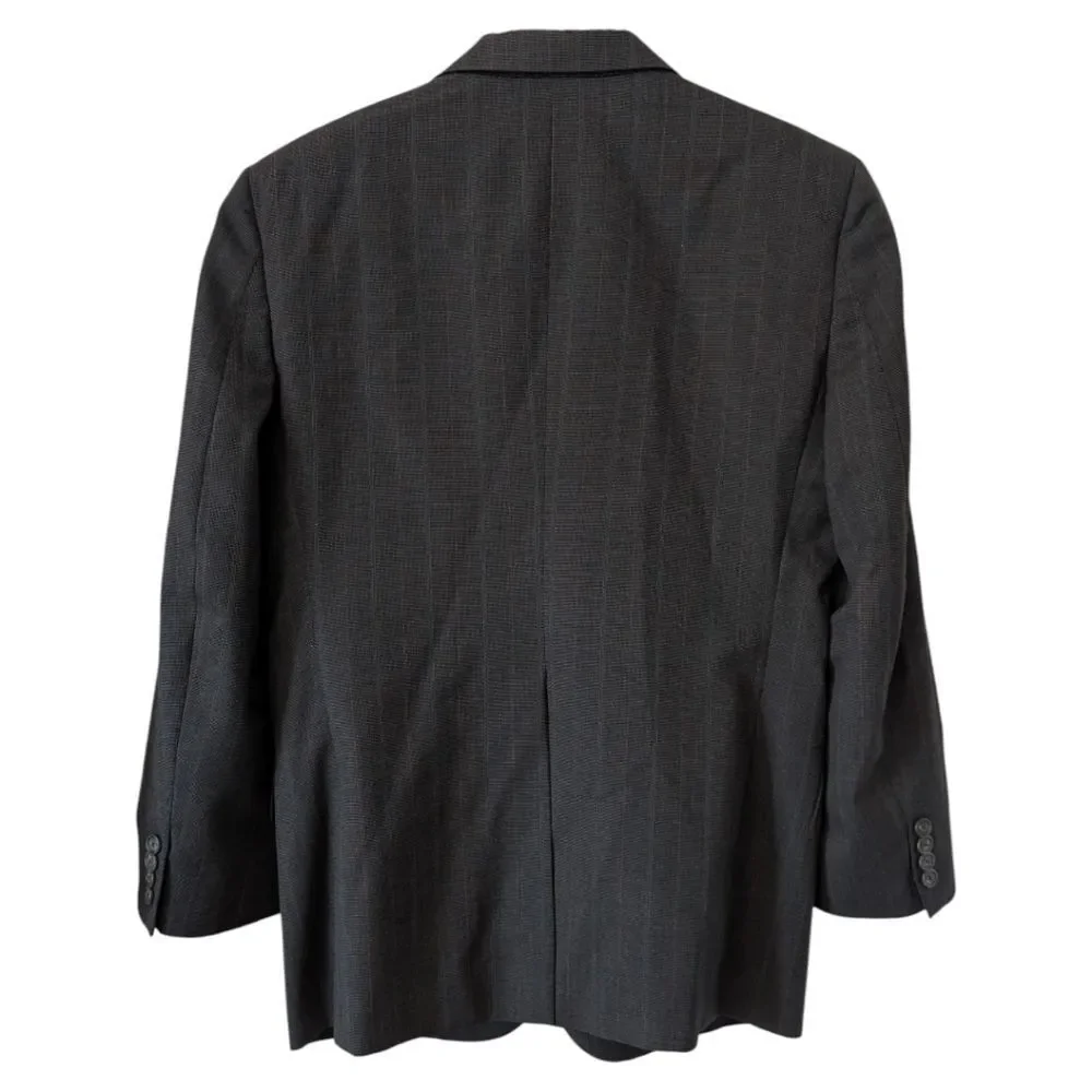 Vintage 90s Burberrys' Pure Wool Grey Pinstripe Blazer 40S
